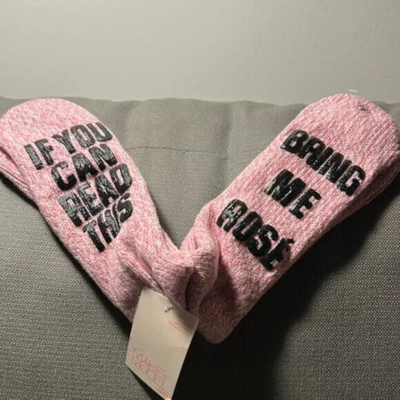 NWT Nordstrom Socks If you Can Read This Bring Me Rose - Picture 1 of 4
